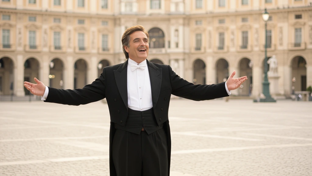 Man Singing Bel Canto, Beautiul Singing, in Courtyard Man Singing Bel Canto, Beautiul Singing, in Courtyard