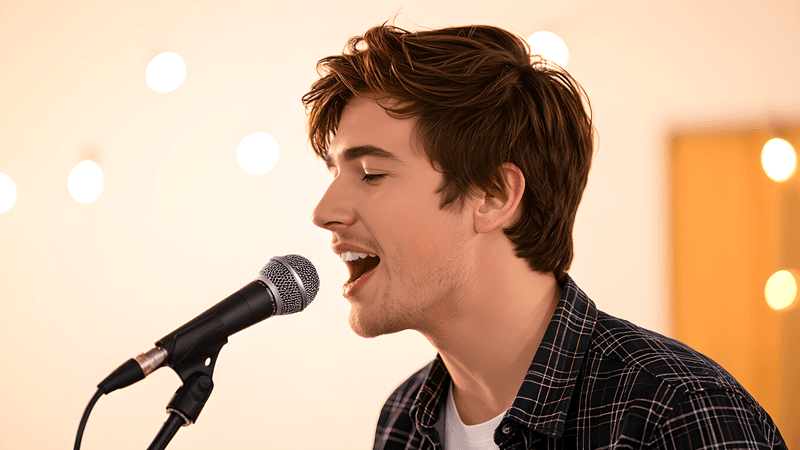 Practice Tools Inside the Singing Academy - Young Man Singing