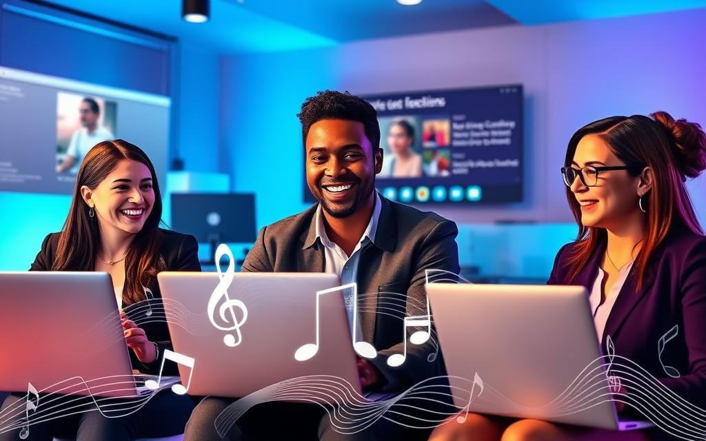 Two ladies and guy practicing Pitch, Tone, and Range