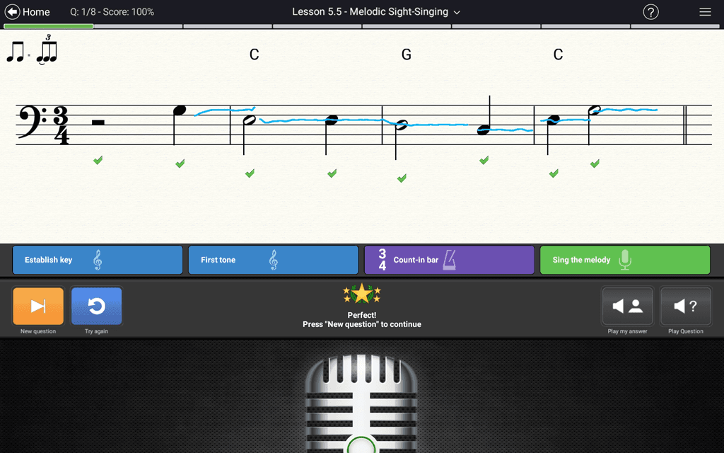 Sight Reading and Singback Exercises Setup
