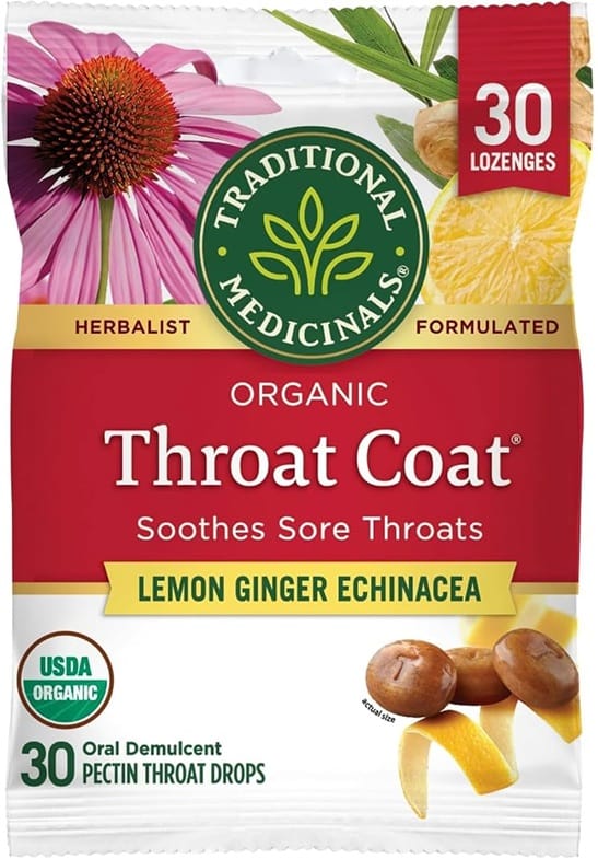 Traditional Medicinals Throat Coat Lozenges - Herbal lozenge with slippery elm, licorice, marshmallow root